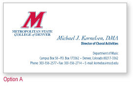 Formal business card with M- horizontal