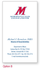 Formal business card with M- vertical