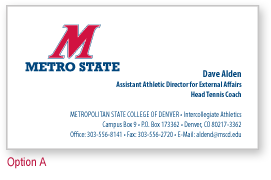 Informal business card with M- horizontal