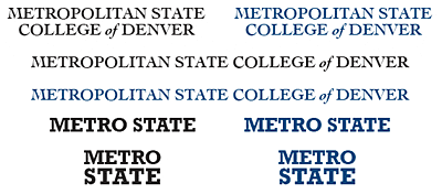 Metro State Wordmarks use either Metropolitan State College of Denver or Metro State.